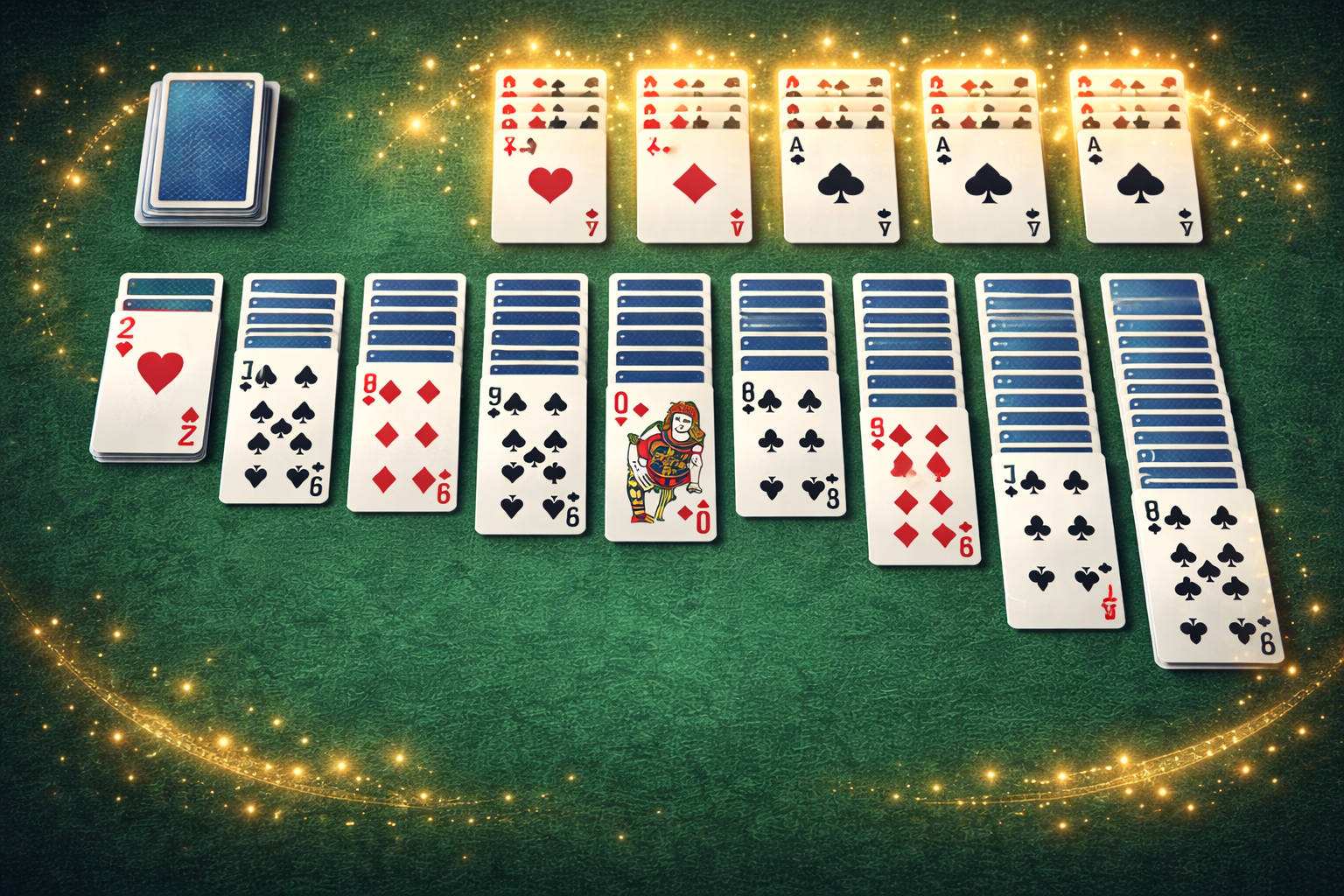 Completed solitaire game showing winning card layout